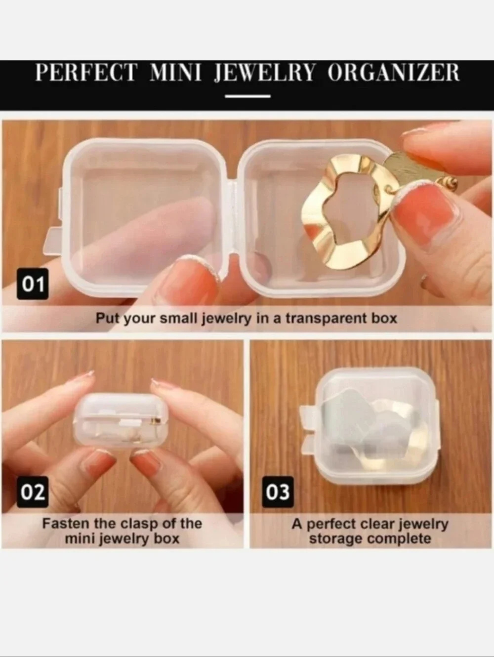 Set of 5 Clear Square Plastic Storage Boxes
